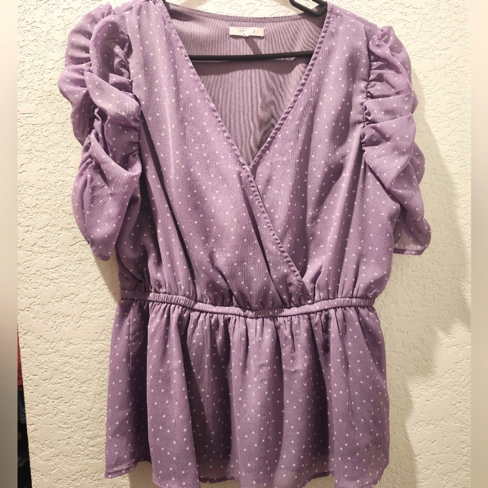 Size M Maurices Purple Polka Dot Blouse